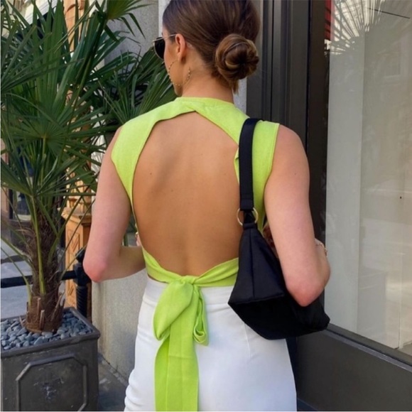 Zara green open back knit top - Picture 4 of 11